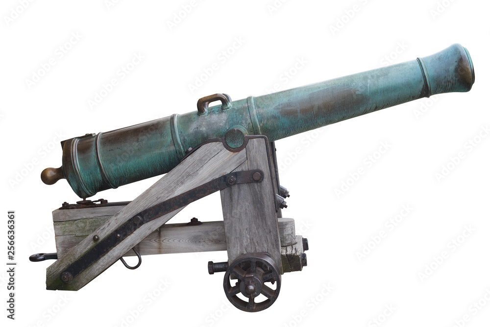 Old Japanese war canon isolated on white background