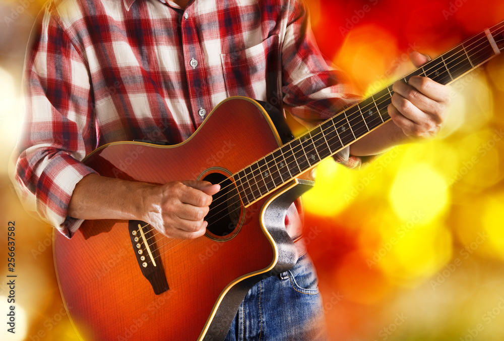 Obraz premium american country guitarist on stage