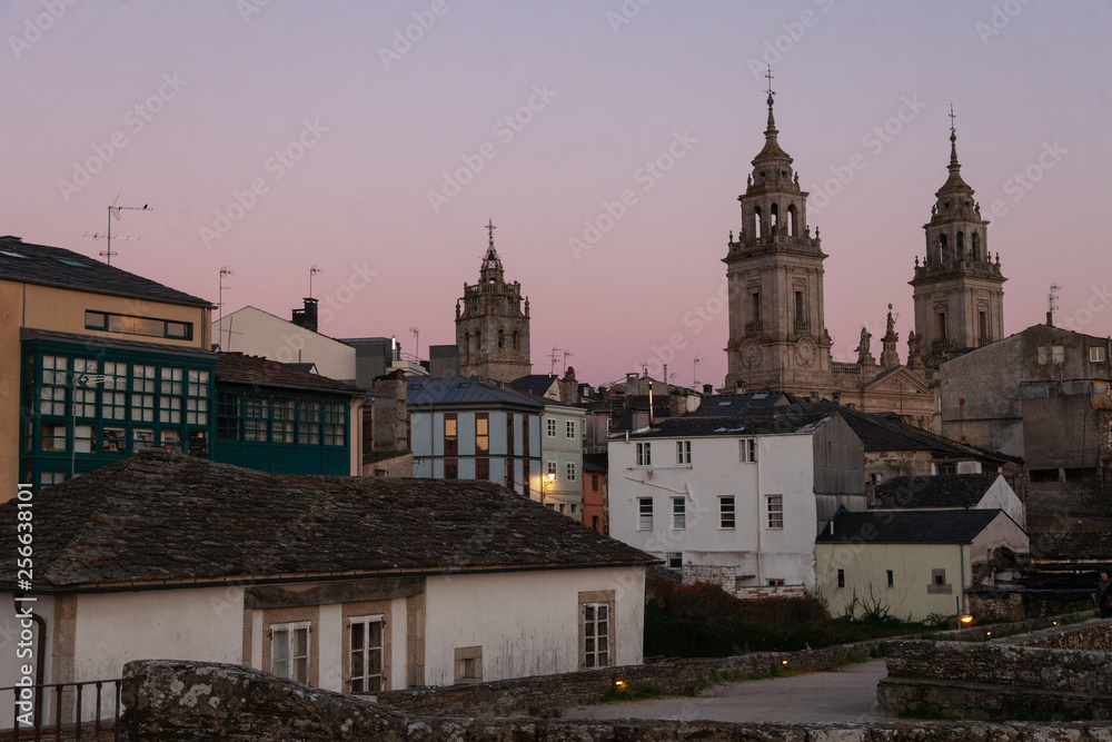 View of the old town and catedral of Lugo, Spain. Unesco World Heritage