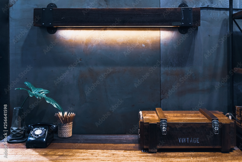 View of Industrial style vintage retro room decoration in industrial loft ...