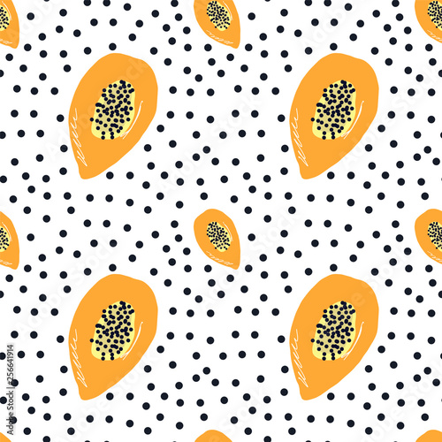 Tropical vector papaya pattern