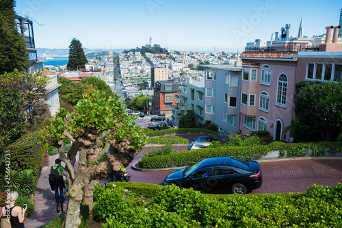 Lombard Street, one of the most famous landmark and the crookedest street in the world, San Francisco