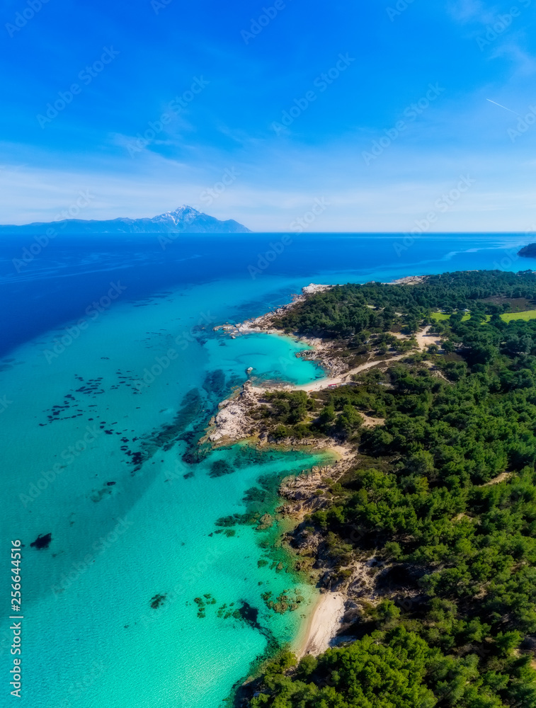 Naklejka premium Kavourotrypes or Orange is a small paradise of small beaches located between Armenistis and Platanitsi in Sithonia, Chalkidiki, Greece