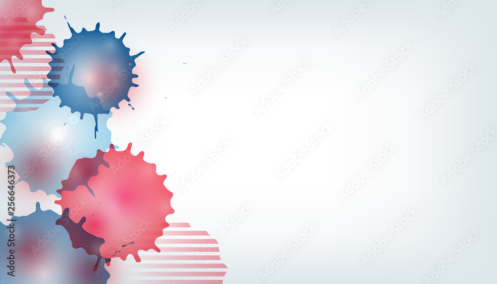 Fototapeta premium Independence day USA celebration banner template with abstract watercolor splash decor background in american flag - red and blue colours. 4th of July holiday poster template. Vector illustration