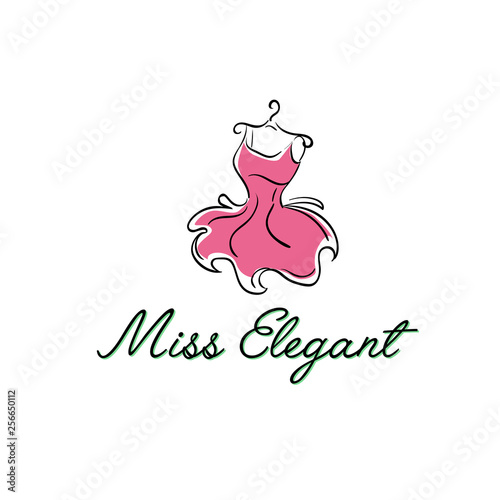 Puffy pink dress on a hanger logo