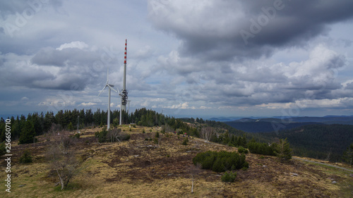 radio transmission tower in middle of black forest