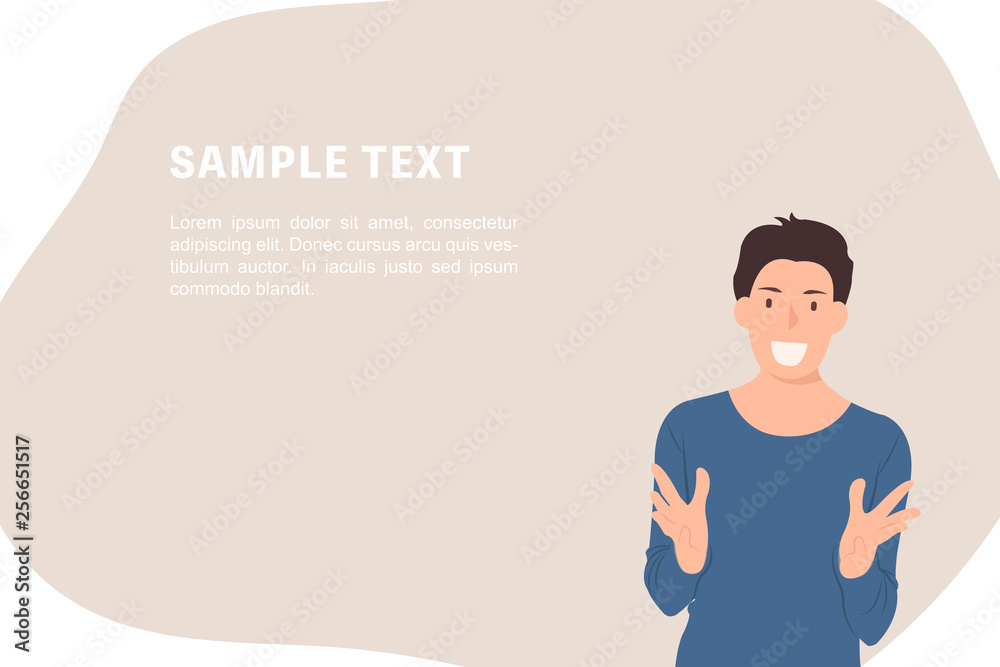Cartoon people character design banner template young man talking happily  Stock Vector | Adobe Stock