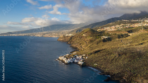 Top view of a coast. The buildings of the island of Tenerife, Canary Islands, Spain. © miminoshka12