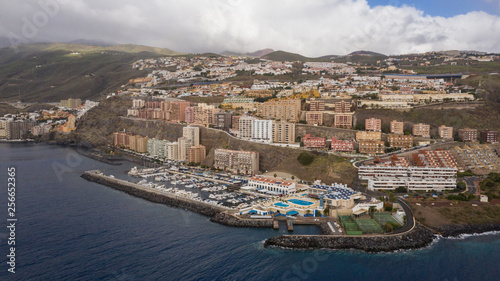 Top view of a coast. The buildings of the island of Tenerife, Canary Islands, Spain.