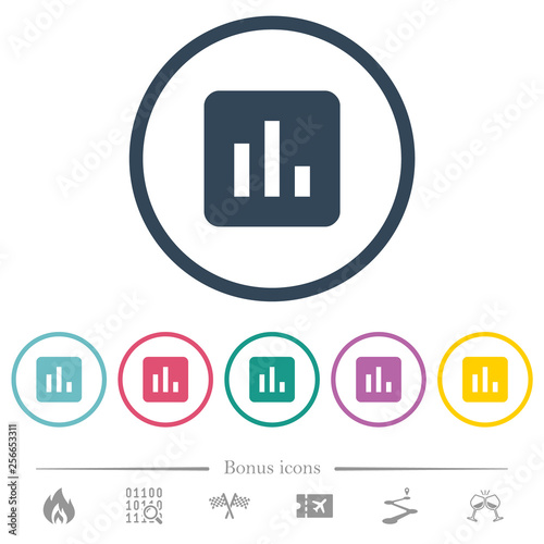 Chart flat color icons in round outlines photo