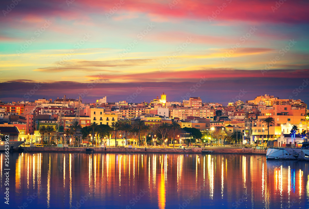 Tarragona port sunset in Catalonia