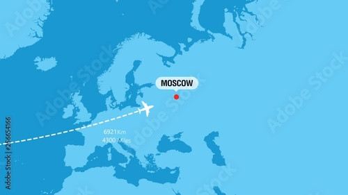 New York to Moscow  Flight Travel Route