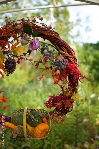 Natural wreath in garden