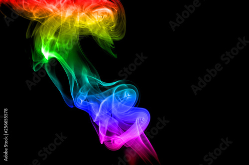 Abstract colorful smoke on black background  fire design
