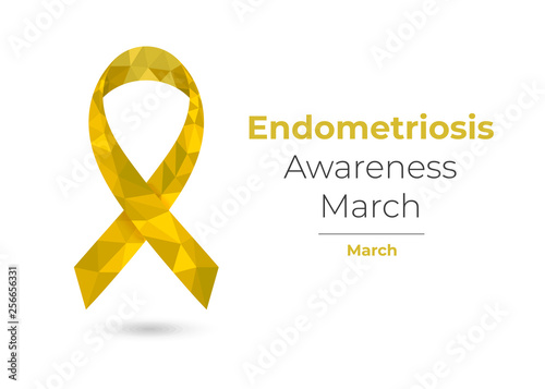 Gold Endometriosis Awareness Month low poly ribbon