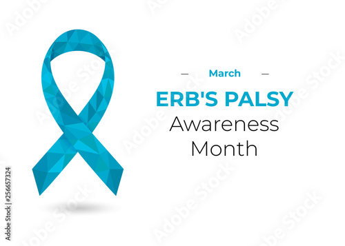 Erb's palsy blue awareness month polygonal ribbon.