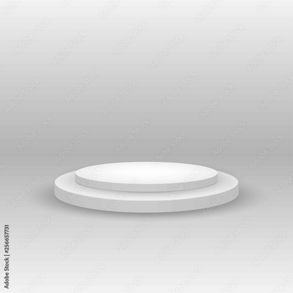 White podium for demonstrations and presentations. illustration on gray background White podium for demonstrations and presentations. illustration on gray background