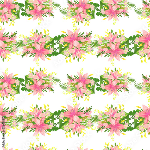 Beautiful pattern. Vector tropical wallpaper. Summer design. Holiday decoration element. Decorative print. Creative botanical background