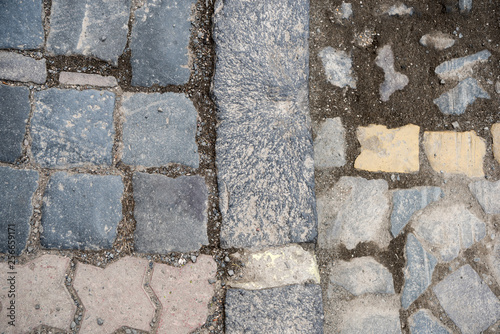 Cobblestone pavement in the town