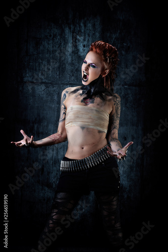  Young tattooed woman pissed off