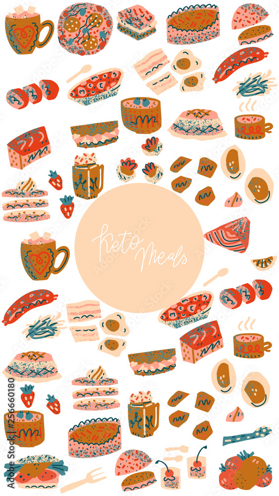 Ketogenic meals vector set Ketogenic meals vector set