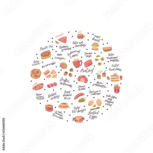 Ketogenic meals vector set