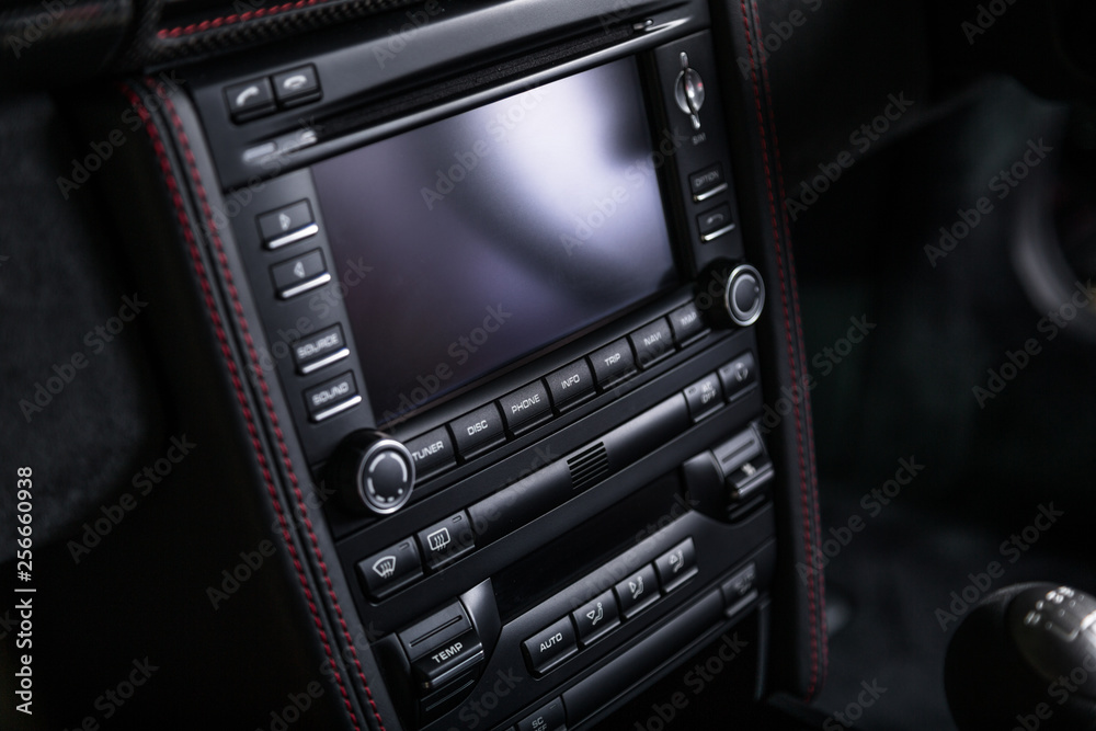 Infotainment system in luxury car interior