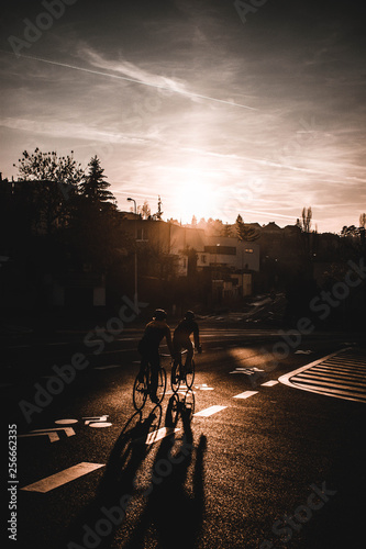 Cycling during sunset
