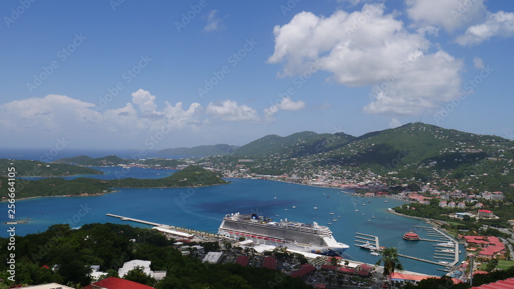 Cruise ships anchored in Charlotte Amalie - Saint Thomas, U.S. Virgin Islands