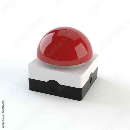 Red Buzzer isolated on white background photo