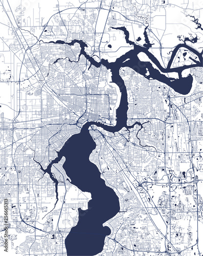 map of the city of Jacksonville, Florida, USA