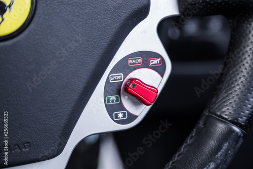 Control driving mode switch on sports car steering wheel