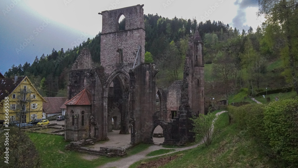 ruins of old monastery in black forest