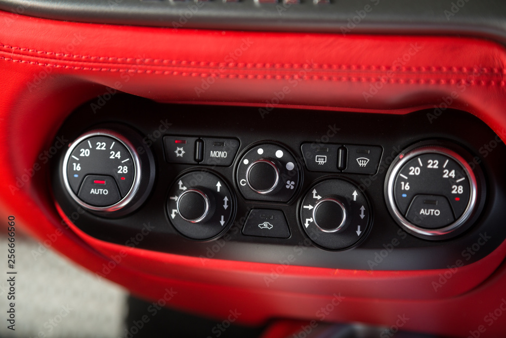 Temperature control panel in car interior