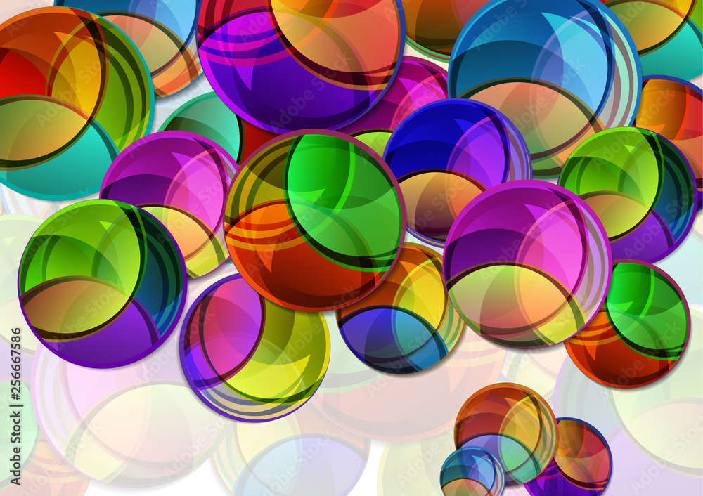 Creative vector illustration of a variety of bright multicolor circles with shadow. The overlay of colors forms the artistic design. Funny label shape. Creative vector illustration of a variety of bright multicolor circles with shadow. The overlay of colors forms the artistic design. Funny label shape.