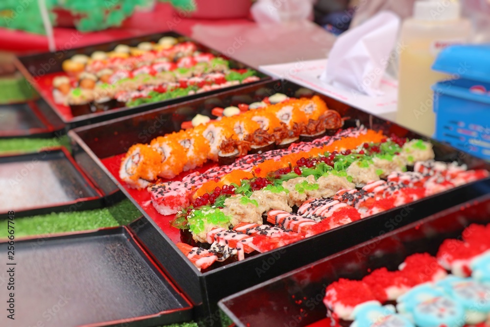 Tasty sushi at street food