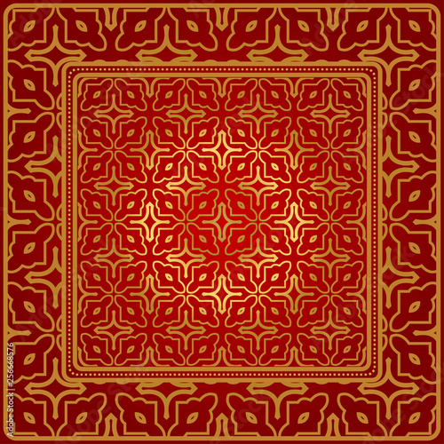 Design Of A Geometric Pattern. Vector. For Wallpaper, Flyer, Book, Brochure. Red gold color