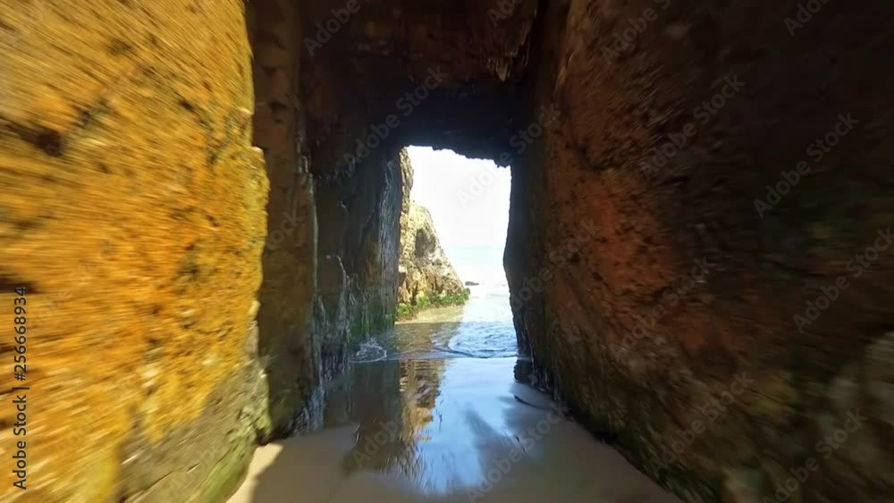 Tunnel on Hillside Beach Near Lima Peru With Clear Water And Blue Sky - Drone Footage Tunnel on Hillside Beach Near Lima Peru With Clear Water And Blue Sky - Drone Footage