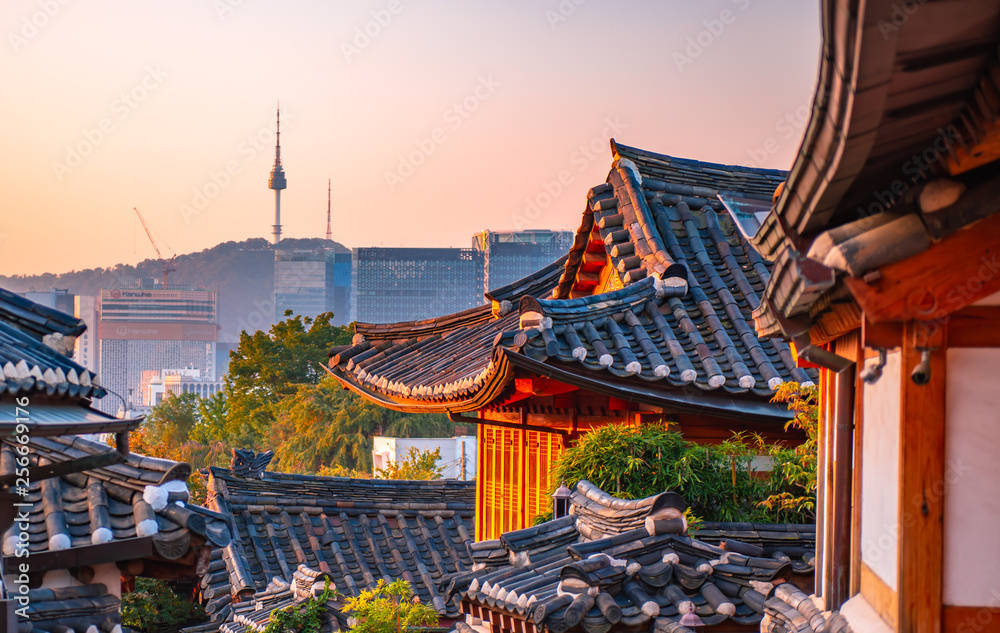Bukchon hanok traditional village in seoul city south Korea
