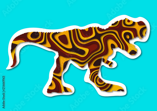 Different colors Turannosaurus rex isolated in blue
