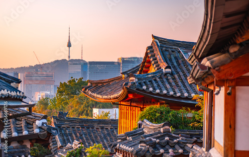 Bukchon hanok traditional village in seoul city south Korea 