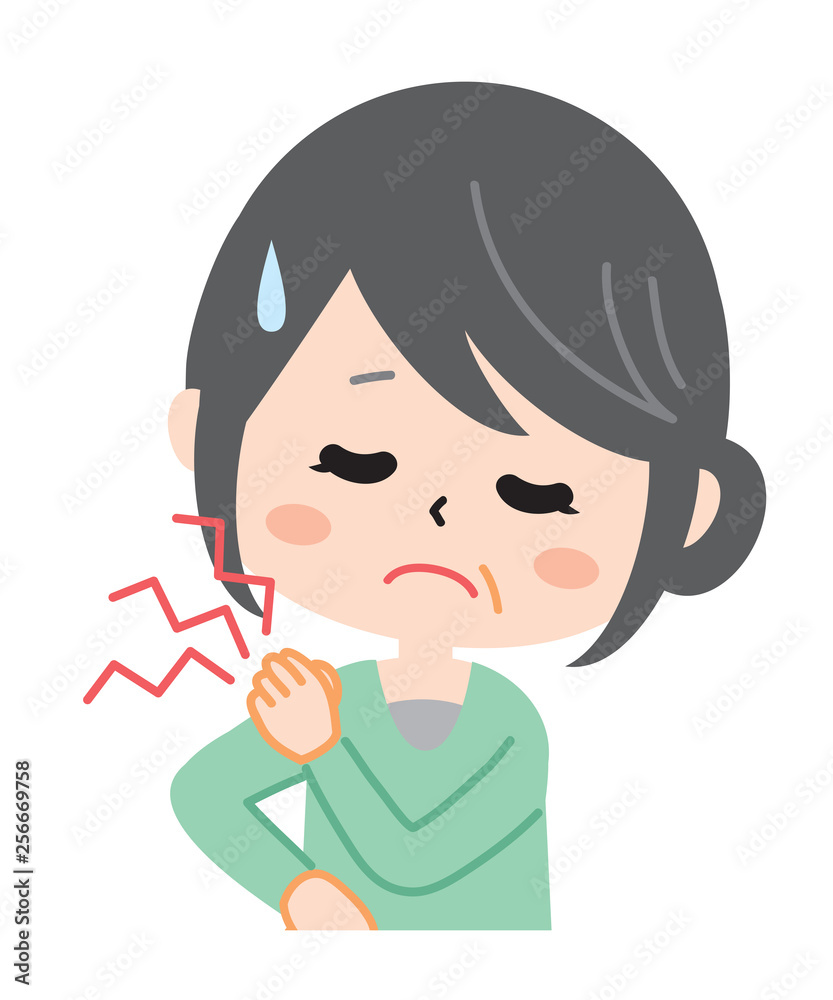 Illustration of person suffering from stiff neck Illustration of person suffering from stiff neck