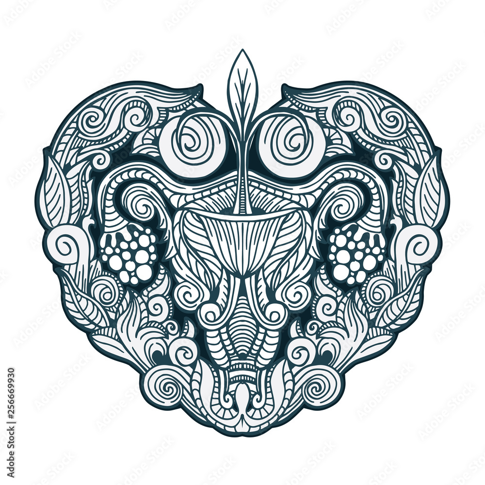 Female reproductive system. Female reproductive system drawing with ...