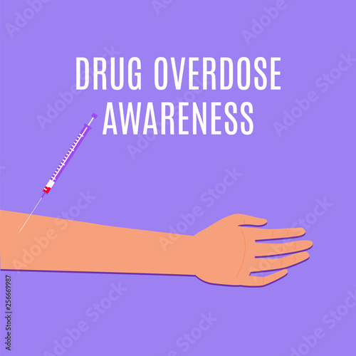 drug overdose awareness day with an arm and a syringe