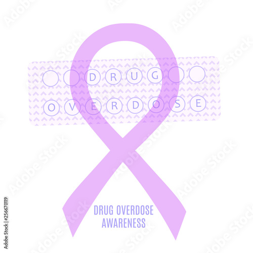 Drug overdose awareness day concept with purple ribbon