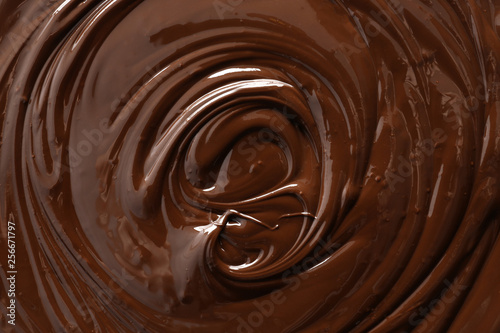 Texture of melted chocolate, closeup