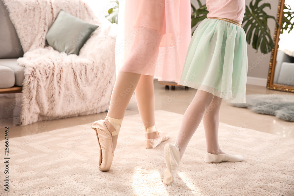 Little ballerina training with coach at home Little ballerina training with coach at home