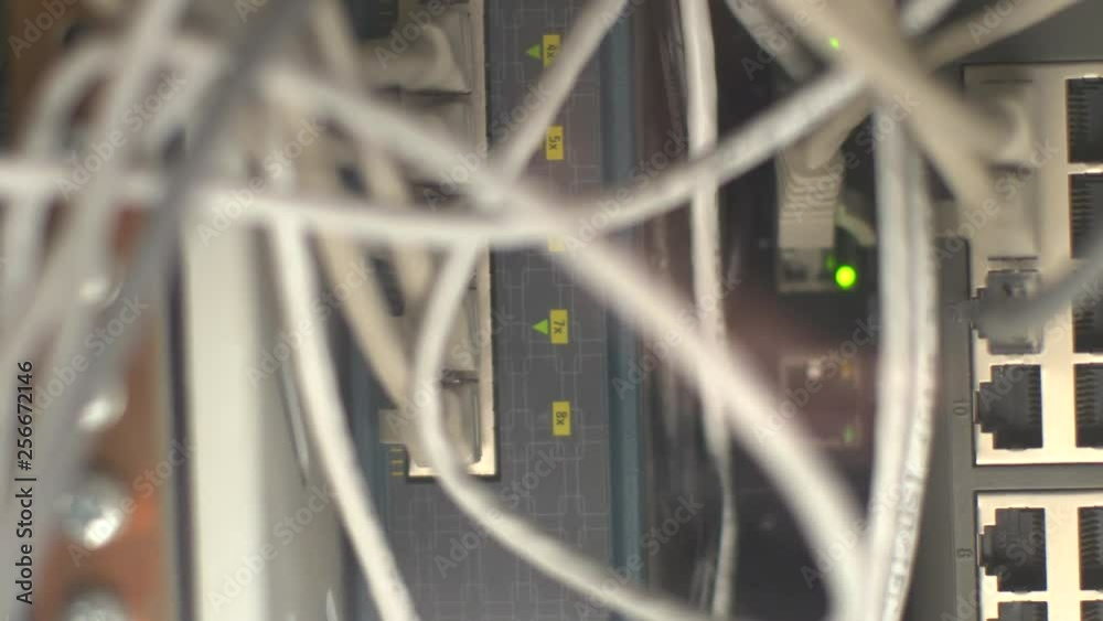Modem Fiber Optic cables connected to an optic ports and Network cable