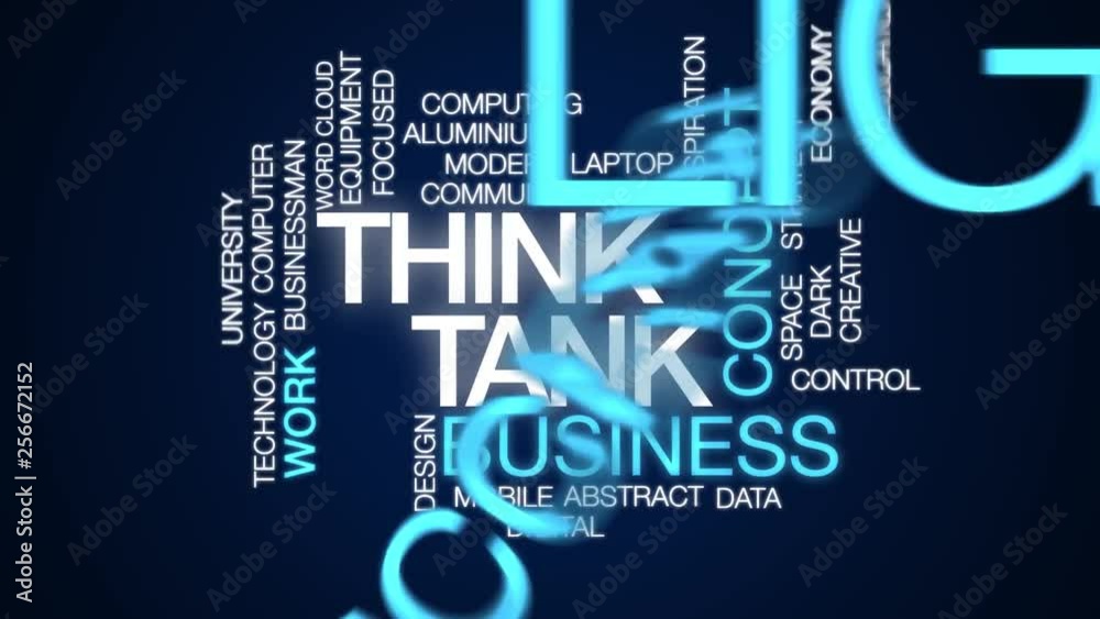 Think tank animated word cloud. Kinetic typography.