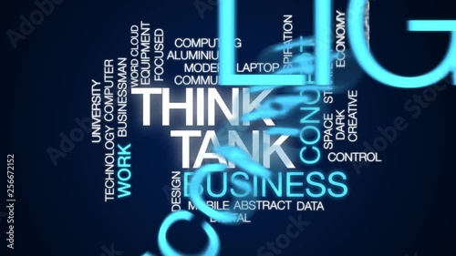 Think tank animated word cloud. Kinetic typography.